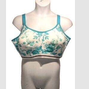 NWOT Cacique Cotton Scoop-Neck Lightly Padded No-Wire Bra Aqua Floral 48D